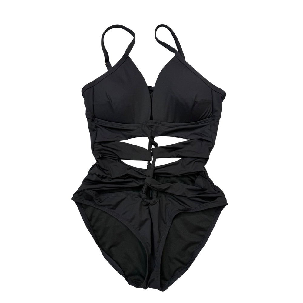 Kenneth Cole Swimsuit Women XS/Small Black Excellent Cutout Monokini One Piece